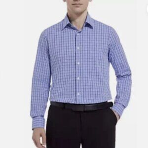 NEW Duchamp London Men's Size 17 XL Slim Fit Checkered Shirt Stretch Cotton